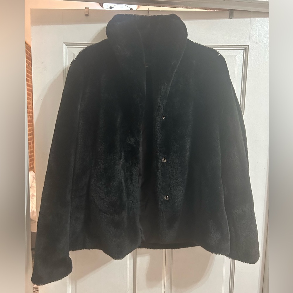 Black faux fur jacket